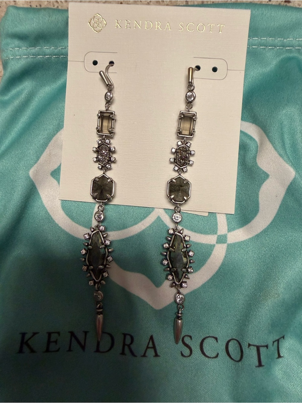 Kendra Scott Gray Crystal Drop Earrings - Silver